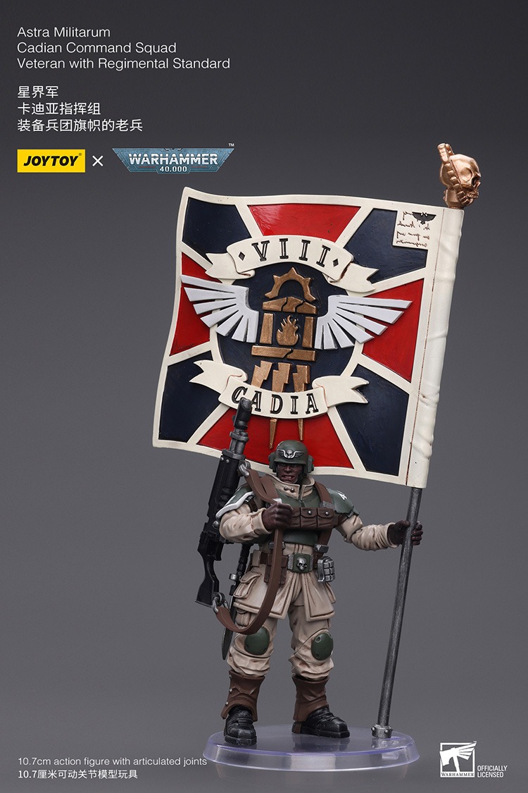 JoyToy Astra Militarum Cadian Command Squad Veteran with Regimental Standard 4 - JoyToy Mart