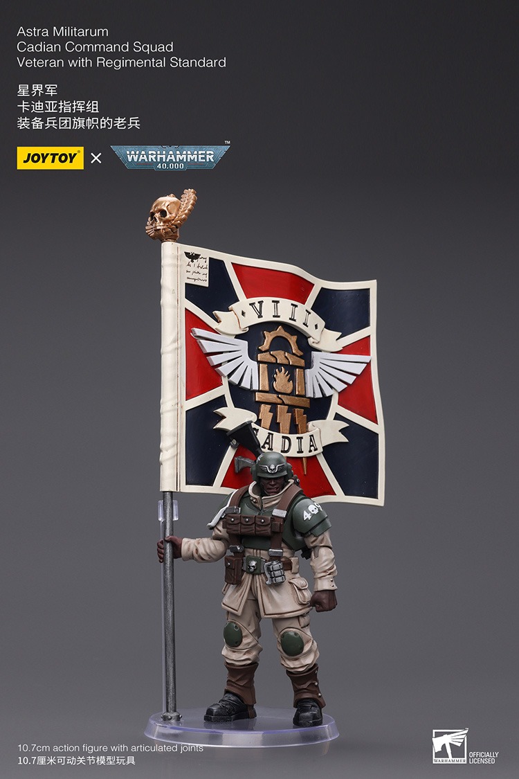 JoyToy Astra Militarum Cadian Command Squad Veteran with Regimental Standard 5 - JoyToy Mart
