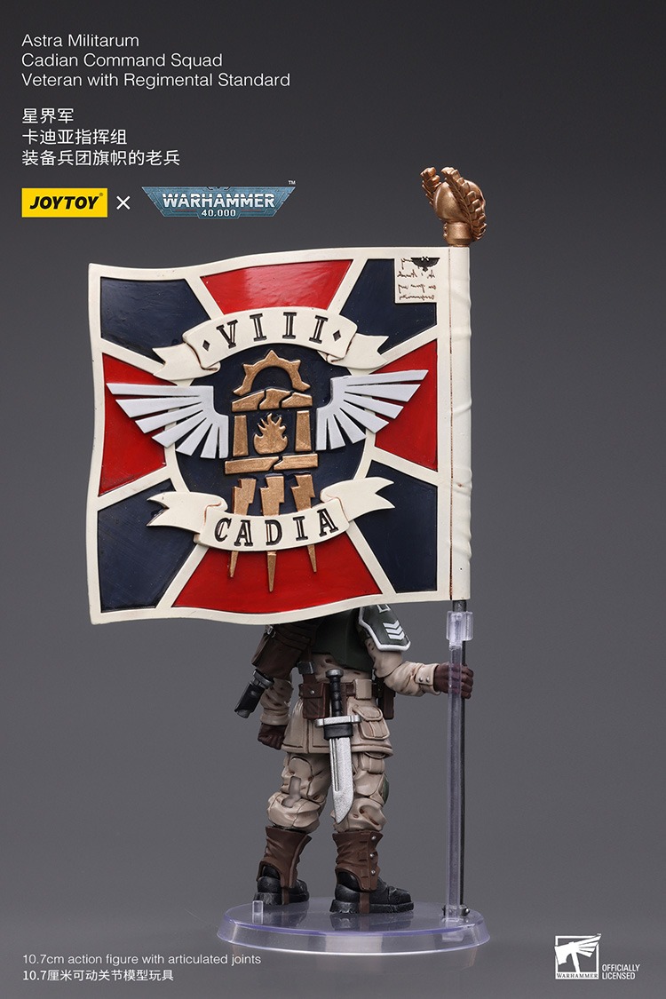 JoyToy Astra Militarum Cadian Command Squad Veteran with Regimental Standard 6 - JoyToy Mart