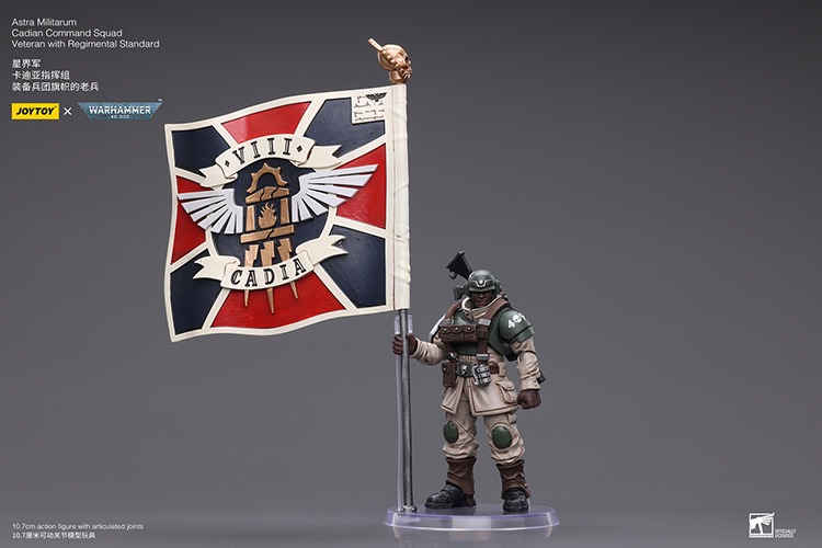JoyToy Astra Militarum Cadian Command Squad Veteran with Regimental Standard 8 - JoyToy Mart