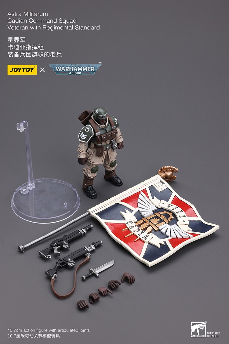 JoyToy Astra Militarum Cadian Command Squad Veteran with Regimental Standard - JoyToy Germany