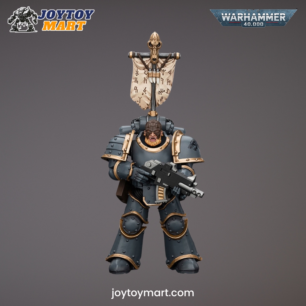 JoyToy WH40K - Space Wolves Grey Slayer Pack Grey Slayer With Legion Vexilla