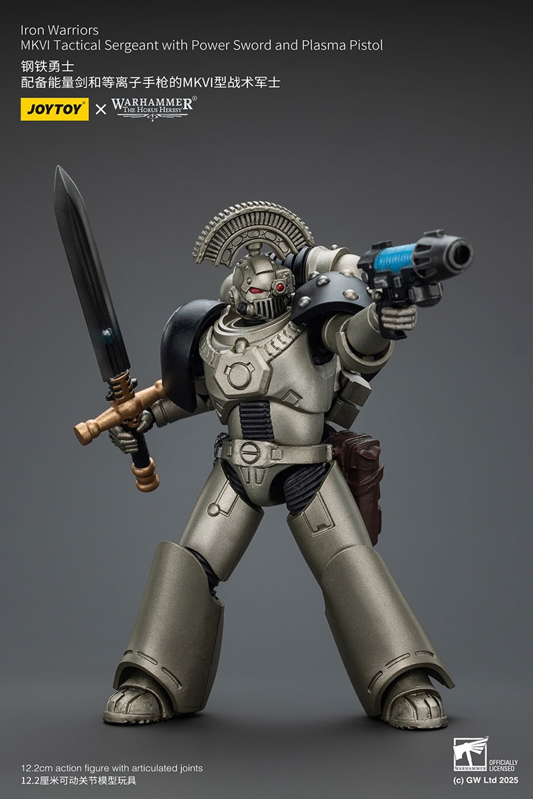 Iron Warriors MKVI Tactical Sergeant with Power Sword and Plasma Pistol 7 - JoyToy Mart